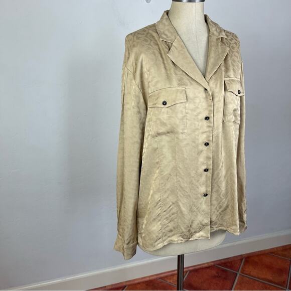 & Other Stories Tan Boxy Button Down Shirt - Picture 2 of 6